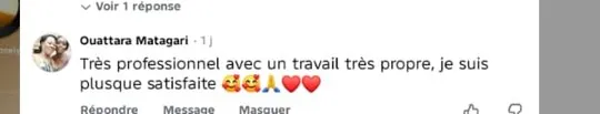 Commentaire Facebook authentique d'un client Djelia, tel qu'affiché sur Facebook